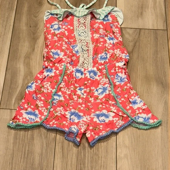 EUC Matilda Jane Girls Size 12 Floral Flower Tropical Butterfly Romper